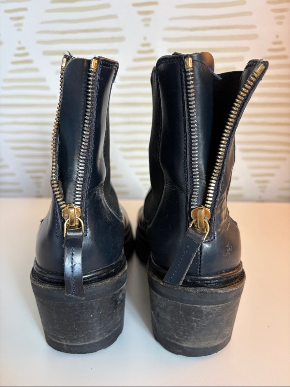 WANT Les Essentiels Black Leather Chelsea Lug Booties